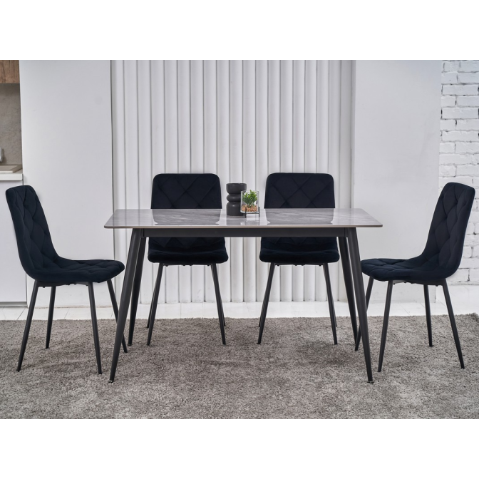 Обеденный керамический стол TM-100 ребекка грей + черный Vetro mebel