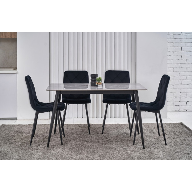 Обеденный керамический стол TM-100 ребекка грей + черный Vetro mebel