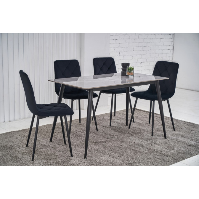 Обеденный керамический стол TM-100 ребекка грей + черный Vetro mebel
