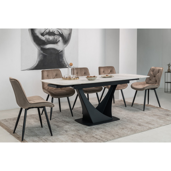 Керамический стол Элио ТМL-990 касса голд  +  черный Vetro mebel