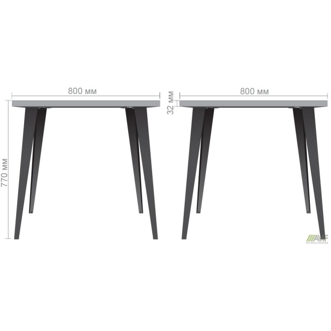 Стіл Cherry 800 (800х800хН770) чорний графіт / Дуб Ліворно AMF