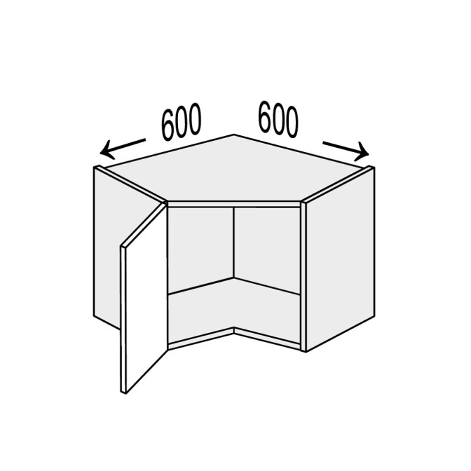 Кухонная секция Глори верхняя угол В 45° 600х600/360 1дв GL-192W/01 MiroMark