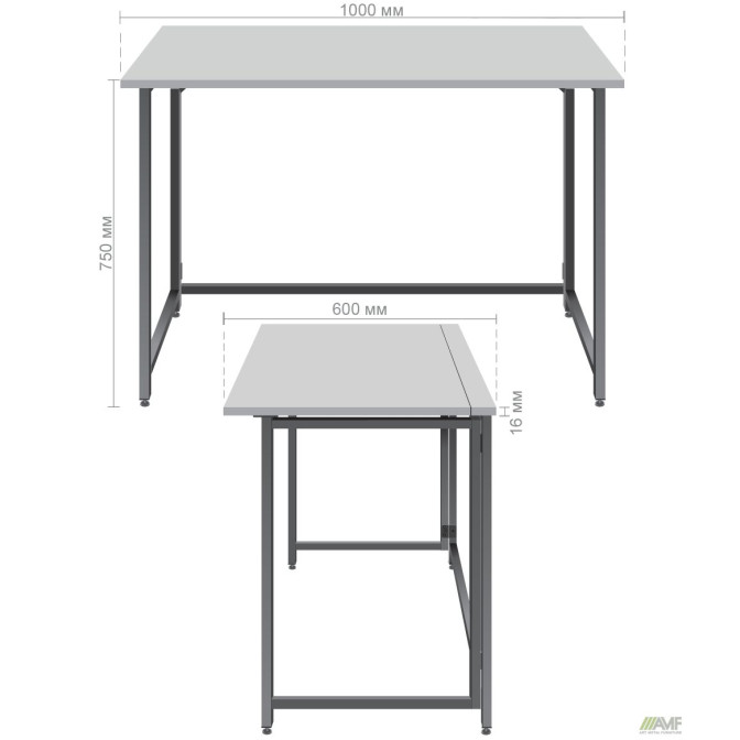 Стіл розкладний Fold FL1000 (1000х600х750Н) чорний/Сірий Шифер AMF
