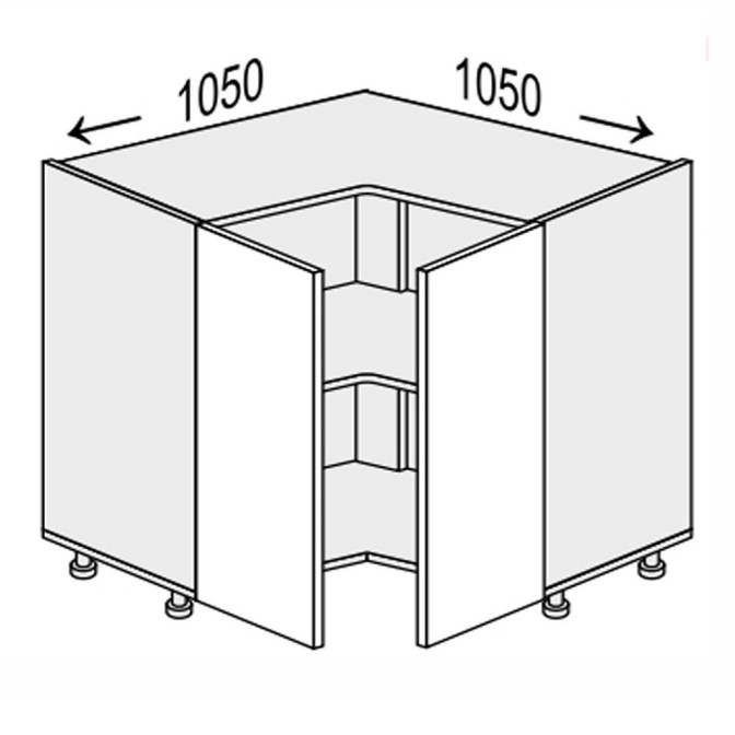 Кухонная секция Мери нижняя Угол Н 90° 1050х1050/820 2дв MR-094W/9003gl MiroMark
