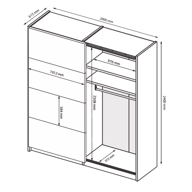 Шафа-купе 2,0х2,4 Фемелі / Family Глянець Білий MiroMark FM-85-WB