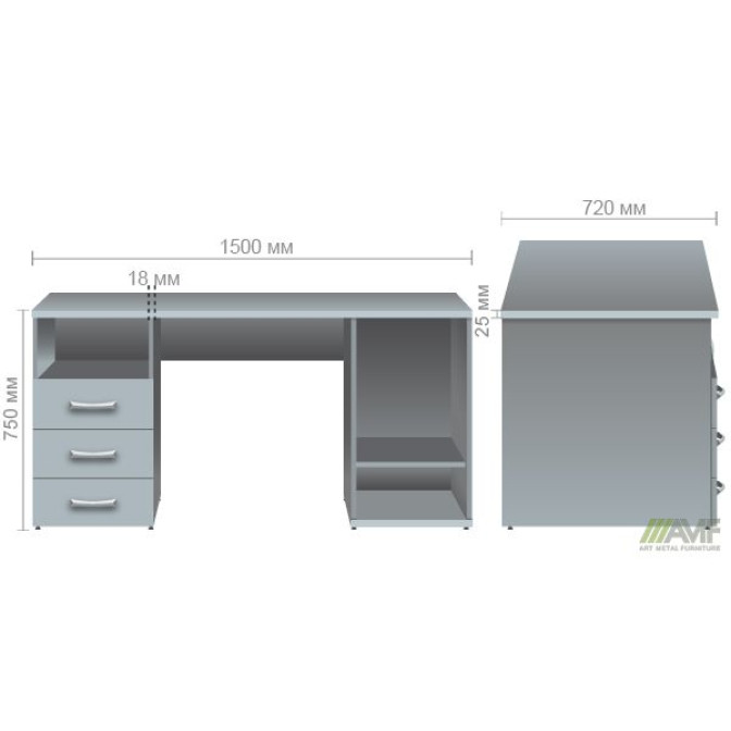Стол тумбовый МГ-53 L (1500х720х750)