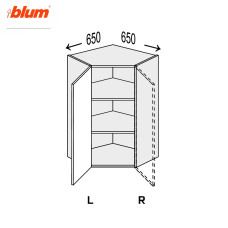 Кухонная секция Миллениум WG верхняя Угол В 45° 650х650/900 1дв Pro Blum Правая ML-593W/01R MiroMark