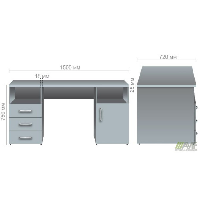 Стол тумбовый МГ-530R (1500х720х750мм)