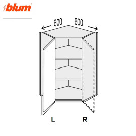 Кухонна секція Міленіум верхня Кут В 45° 600х600/900 1дв Pro Blum Права ML-596W/9003R MiroMark