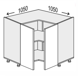 Кухонная секция нижняя Миллениум Угол Н 90° 1050х1050/820 2дв ML-094W/9003 MiroMark