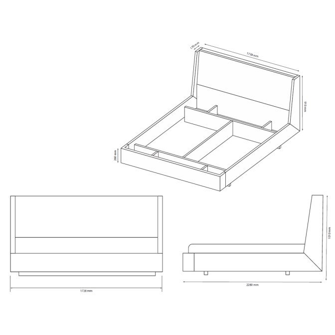 Кровать Мягкая обивка без каркаса 1,6х2,0 Бруно / Bruno Кашемир MiroMark BR-36-CM