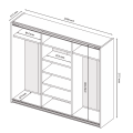 Шкаф-купе с зеркалом 2,5х2,1 Меги / Megy Глянец Шиншила Серая MiroMark MG-25-GG