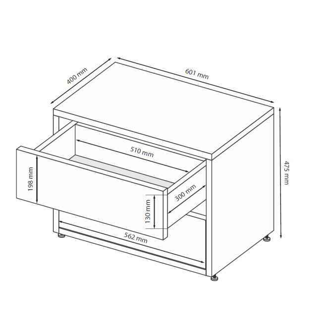 Тумба прикроватная Тибо / Tibo Супер Мат Белый MiroMark TB-52-WM