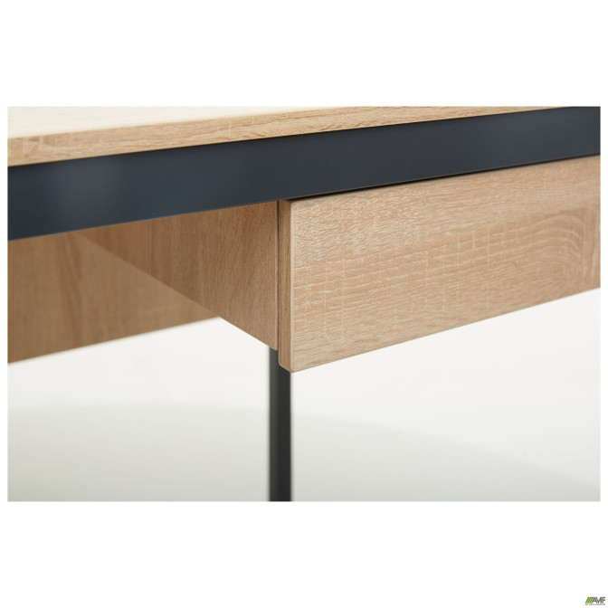 Стол Осло с ящиком (1187х600х750) черный графит, Дуб Сонома AMF
