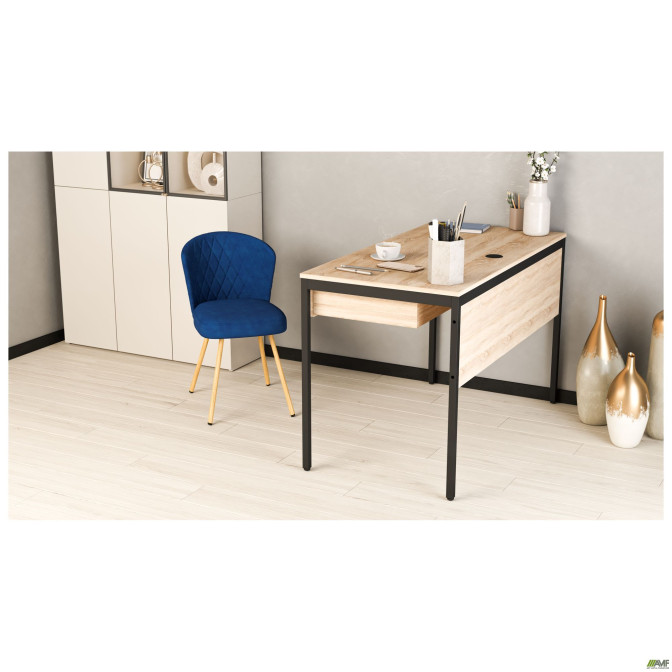 Стол Осло с ящиком (1187х600х750) черный графит, Дуб Сонома AMF