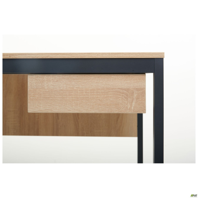 Стол Осло с ящиком (1187х600х750) черный графит, Дуб Сонома AMF