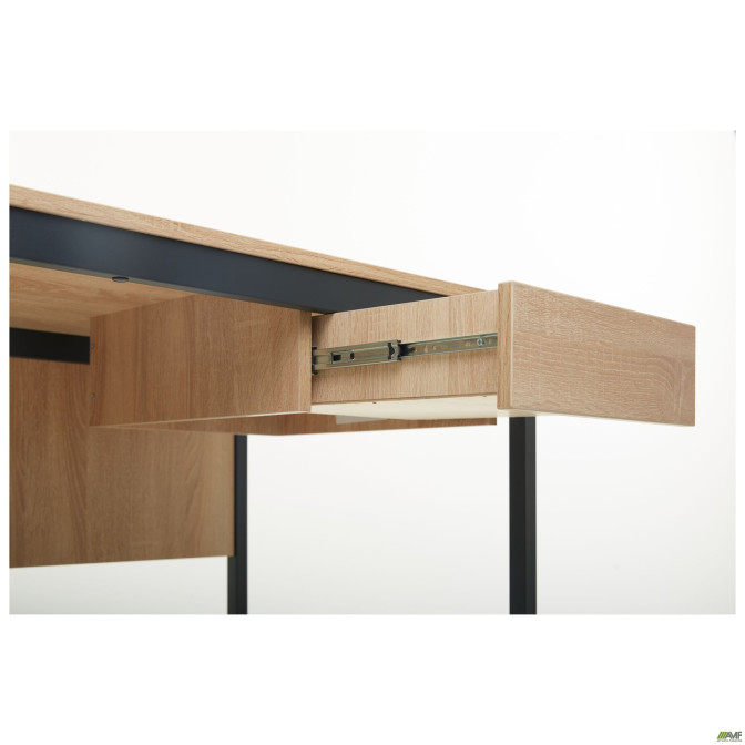 Стол Осло с ящиком (1187х600х750) черный графит, Дуб Сонома AMF