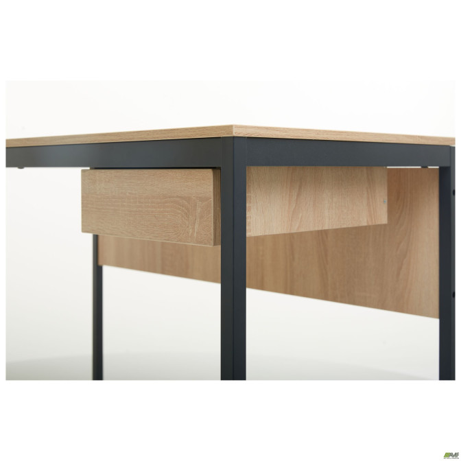 Стол Осло с ящиком (1187х600х750) черный графит, Дуб Сонома AMF