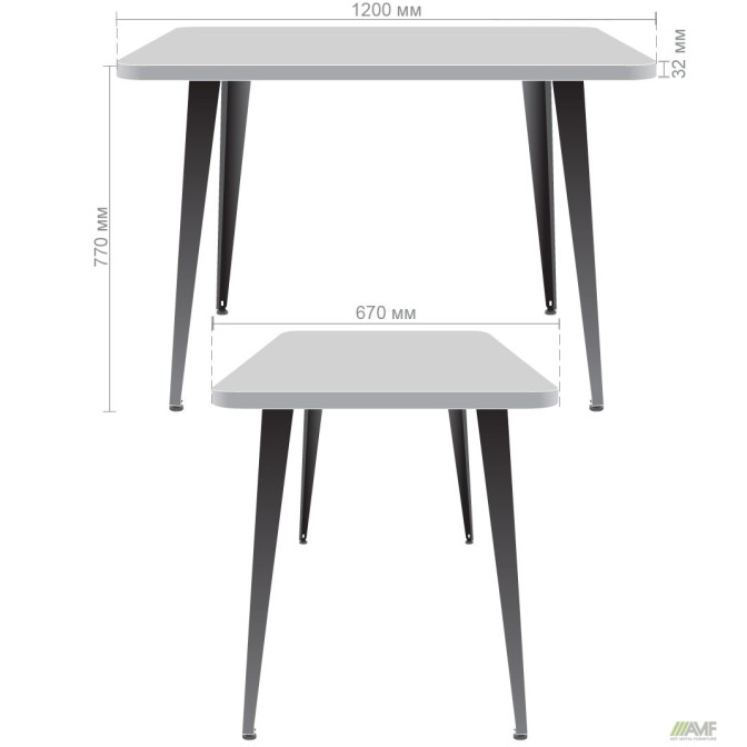 Стіл Cherry 1200 (1200х670хН770) чорний графіт / Антрацит AMF