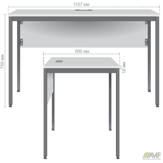 Стіл письмовий Осло (1187х600х750Н) чорний графіт, Сірий Шифер AMF