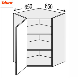 Кухонная секция Мери верхняя Угол В 45° 650х650/720 1дв Pro Blum MR-493W/9003gl MiroMark