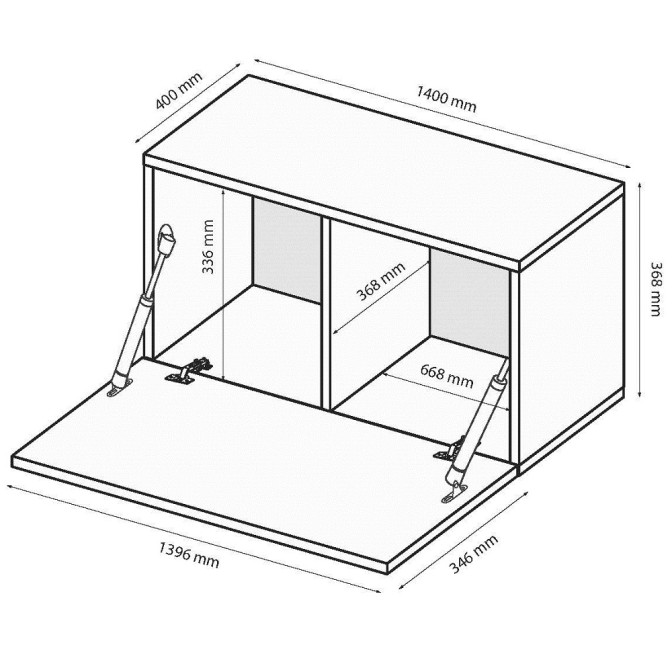 Секція BOX-43 TV 1,40 / MiroMark BX-43-WB/BL