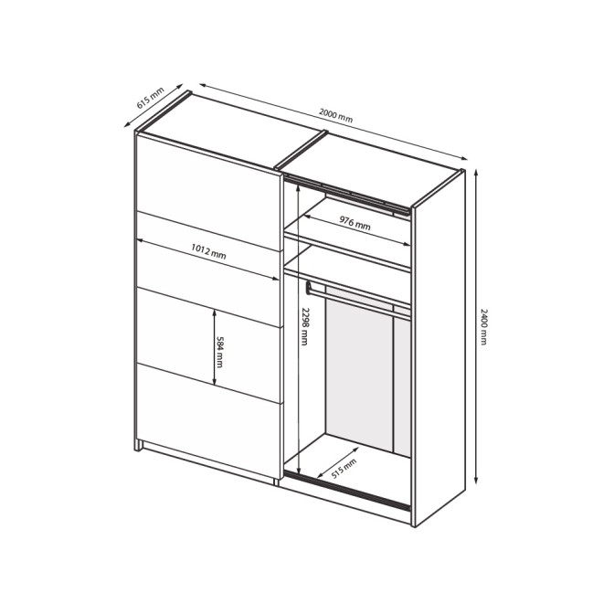 Шафа-купе 2,0x2,4 Бартон / Barton Супер Мат Білий MiroMark BT-85-WM