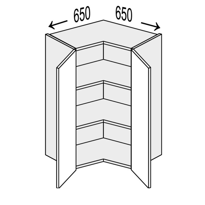 Кухонна секція Вінтаж верхня Кут В 90° 650х650/900 2дв VN-592W/9003 MiroMark