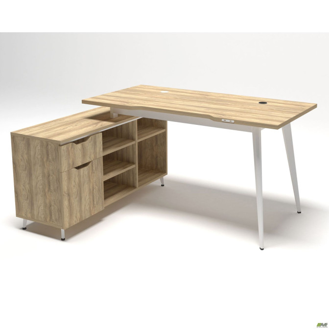 Рабочее место Delta DL-113L (1590х1200х750мм) Блэквуд Ячменный/Каркас белый/Опора белый AMF