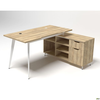 Робоче місце Delta DL-113R (1590х1200х750мм) Блеквуд Ячмінний/Каркас білий/Опора білий AMF