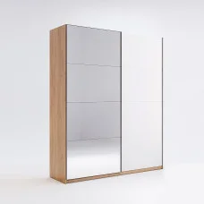 Шафа-купе з дзеркалом 1,5*2,1 Асті / Asti Глянець Білий - Дуб Крафт MiroMark AS-28-WB