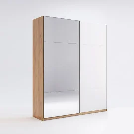 Шкаф-купе с зеркалом 1,5*2,1 Асти / Asti Глянец Белый - Дуб Крафт MiroMark AS-28-WB