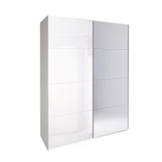 Шафа-купе з дзеркалом 1,5x2,1 Белла / Bella Глянець Білий MiroMark BL-17-WB