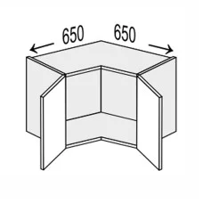 Кухонная секция Лео верхняя угол В 45° 650х650/360 2дв LE-190W/06 MiroMark