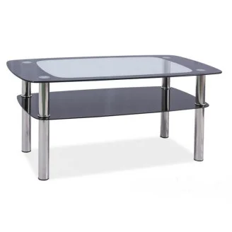 Журнальний столик Rava C 55*60*100 гартоване скло/хром/чорний Signal