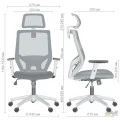 Кресло Lead White HR сиденье Нест-19 св.серая/спинка Сетка SL-01 св.серая AMF