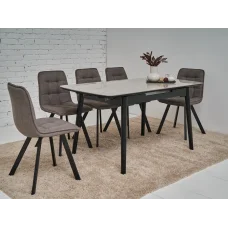 Керамический стол TM-76 калакатта мрамор (серая керамика)  +  черный Vetro mebel