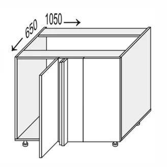 Кухонная секция Глори нижняя угол Н 90° 1050х650/820 1дв GL-093W/01 MiroMark