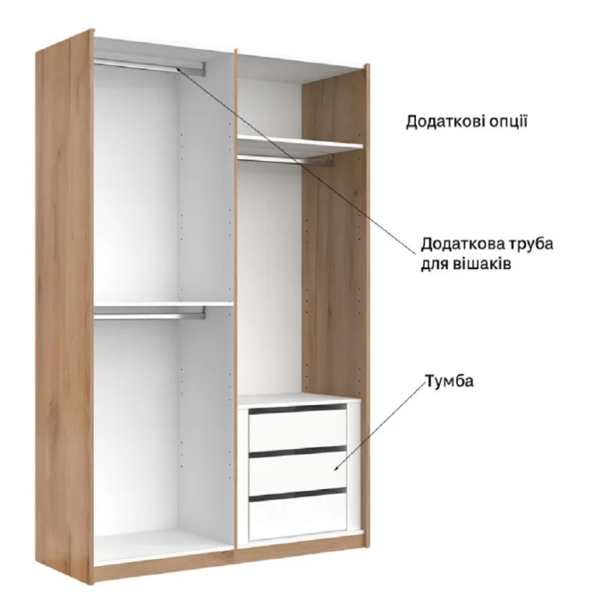 Шафа-купе з дзеркалом 1,5 х2, 1Доні / Doni Графіт MiroMark DN-15-GT