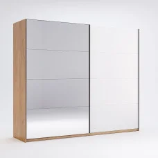 Шафа-купе з дзеркалом 2,5*2,1 Асті / Asti Глянець Білий - Дуб Крафт MiroMark AS-18-WB