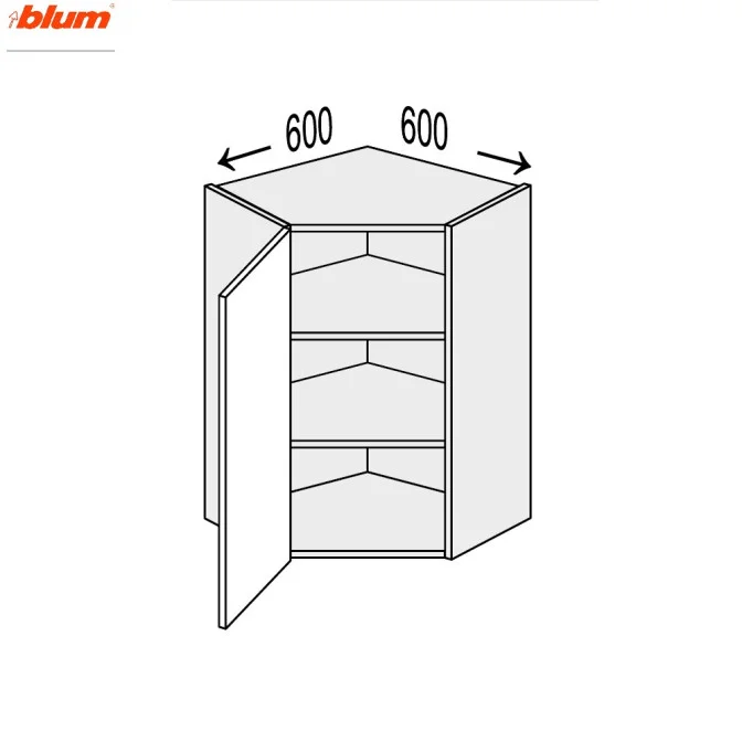 Кухонна секція Вінтаж верхній Кут В 45° 600х600/900 1дв Pro Blum VN-596W/9003 MiroMark