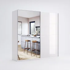 Шафа-купе з дзеркалом 2,0x2,1 Віва / Viva Глянець Білий MiroMark VV-21-WB
