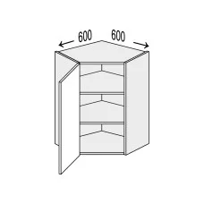 Кухонная секция Лео верхняя угол В 45° 600х600/720 1дв LE-495W/06 MiroMark