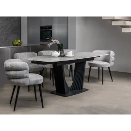 Керамический стол Феличе TML-1000-1 клауди грей  +  черный Vetro mebel