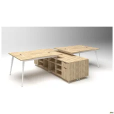 Рабочая станция Delta DL-108(3180х2400х750мм) Блэквуд Ячменный/Каркас белый/Опора белый AMF