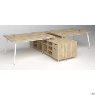 Рабочая станция Delta DL-109 (3580х2400х750мм) Блэквуд Ячменный/Каркас белый/Опора белый AMF