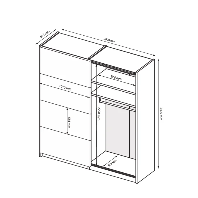 Шафа-купе з дзеркалом 2,0x2,4 Белла / Bella Глянець Білий MiroMark BL-86-WB