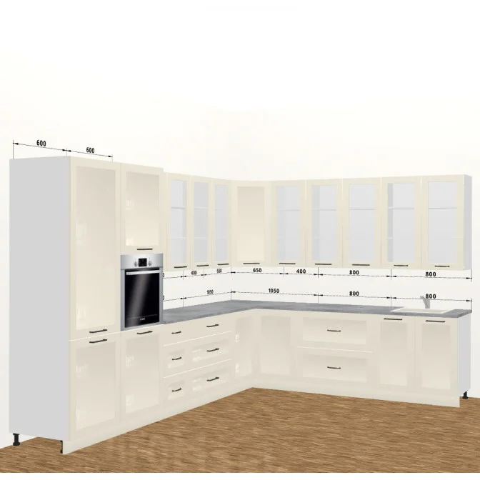 Кухня Винтаж 4,8 м В 900 Витрина Pro MiroMark