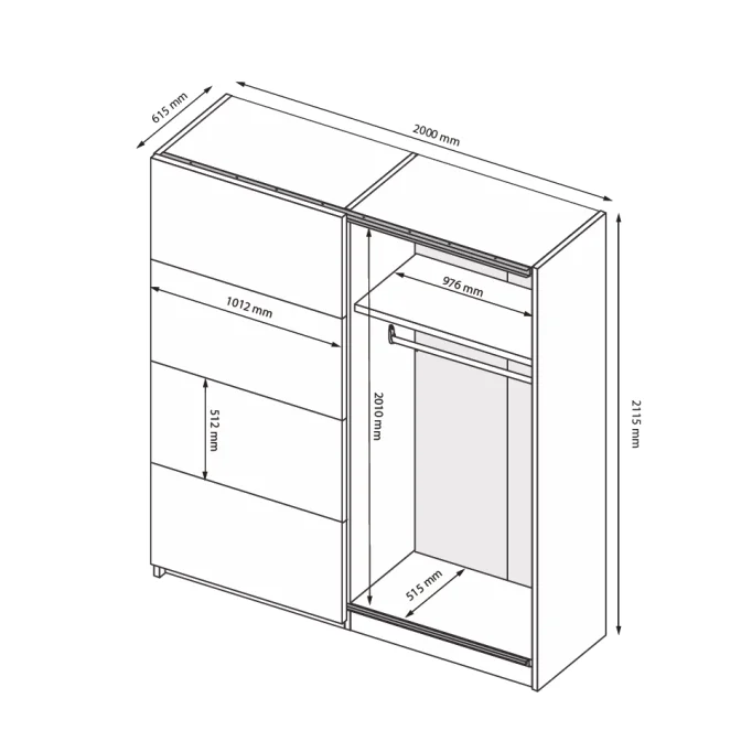 Шафа-купе 2,0x2,1 Белла / Bella Глянець Білий MiroMark BL-20-WB