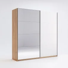 Шафа-купе з дзеркалом 2,0*2,1 Асті / Asti Глянець Білий - Дуб Крафт MiroMark AS-19-WB